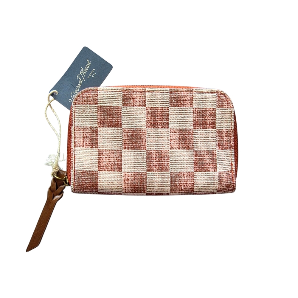 Universal thread wallet checkered red small zip around nwt